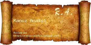 Rancz Anatol névjegykártya